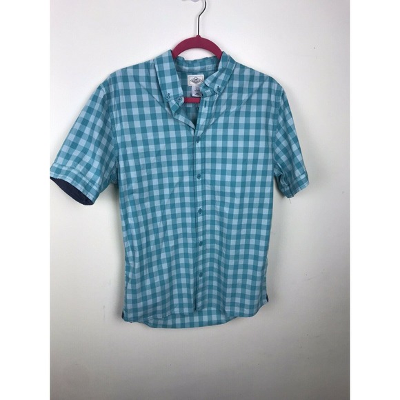 mens lee dungaree Blue Aqua Checkered Button Down Shirt Small Plaid - Picture 3 of 8